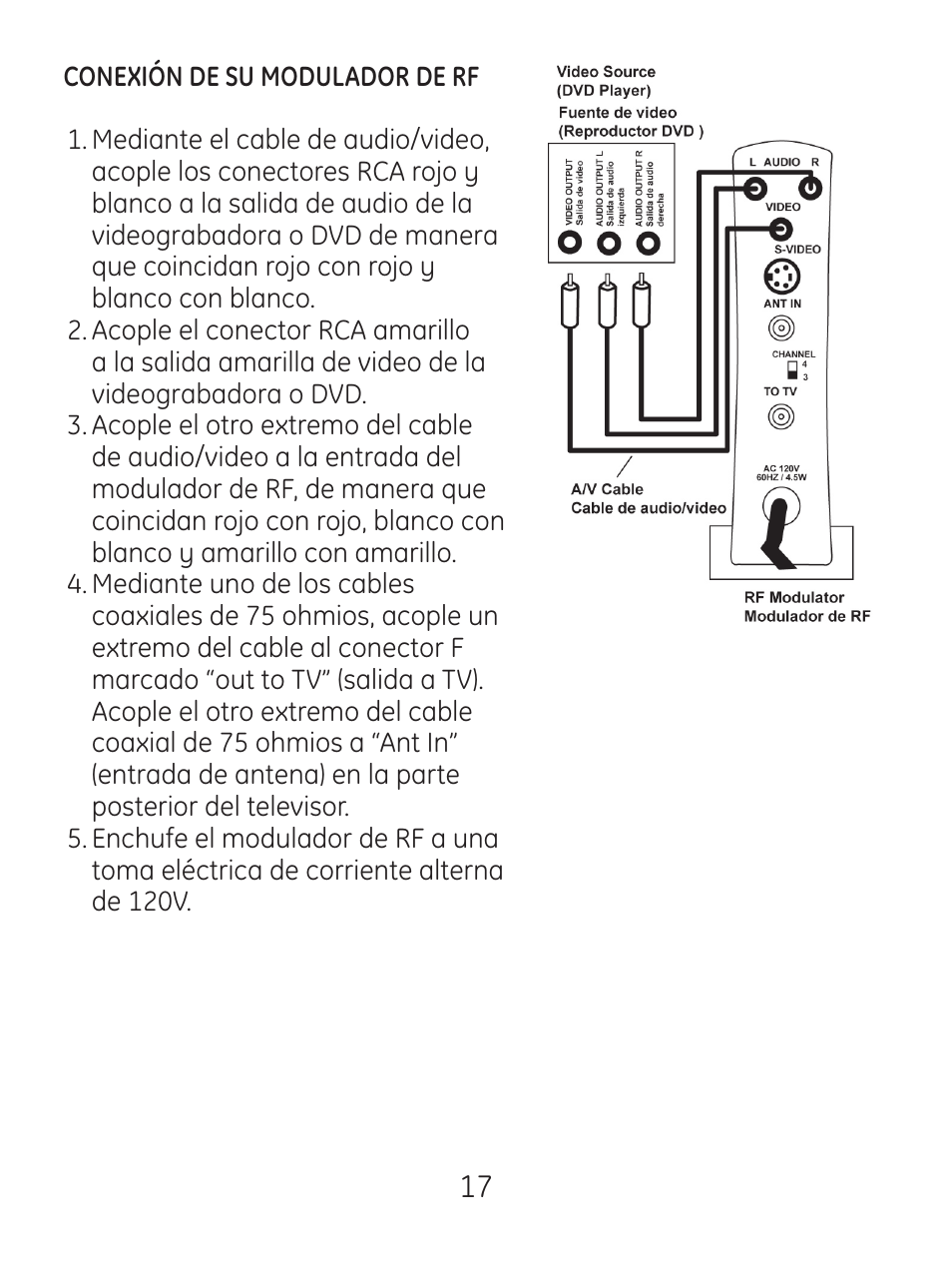 GE 83299 GE Video Converter FR Modulator with S-Video User Manual | Page 17 / 24