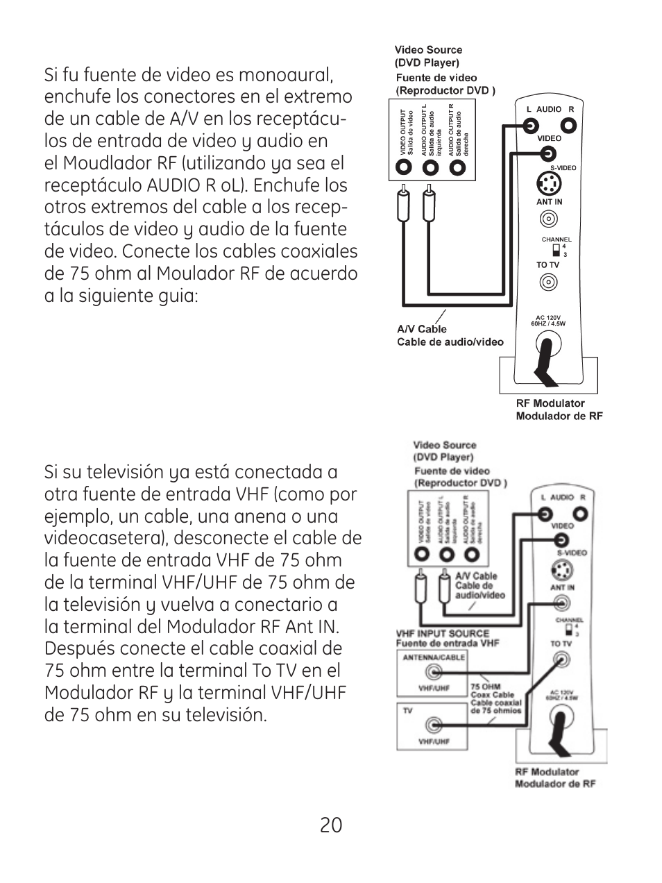 GE 83299 GE Video Converter FR Modulator with S-Video User Manual | Page 20 / 24