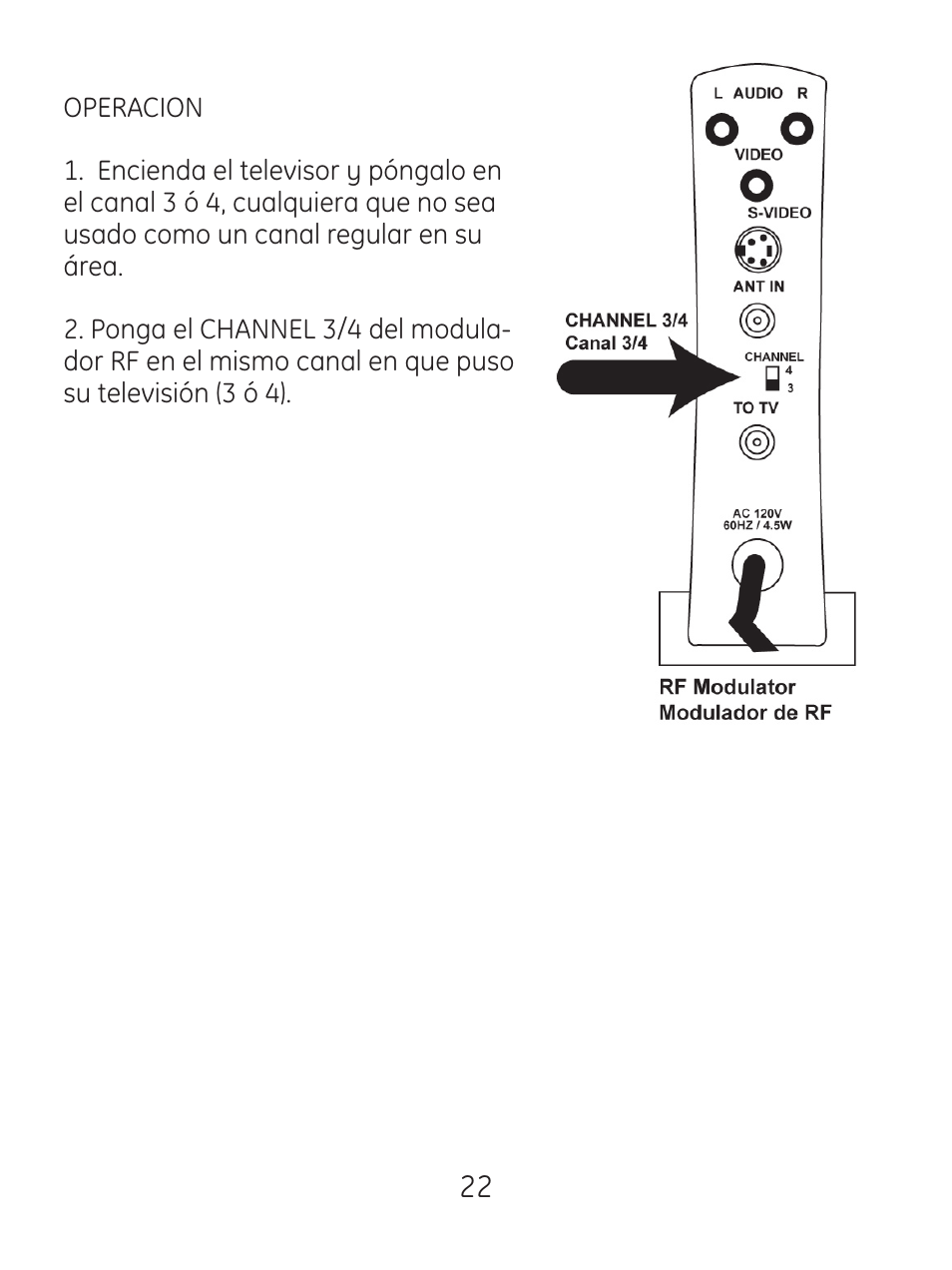 GE 83299 GE Video Converter FR Modulator with S-Video User Manual | Page 22 / 24