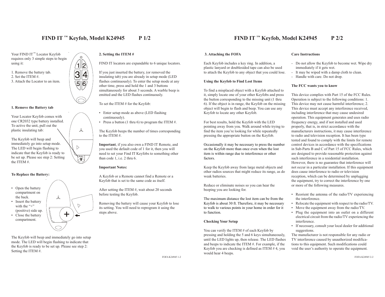 GE 24957 GE Find It Lost Item Locators User Manual | 1 page