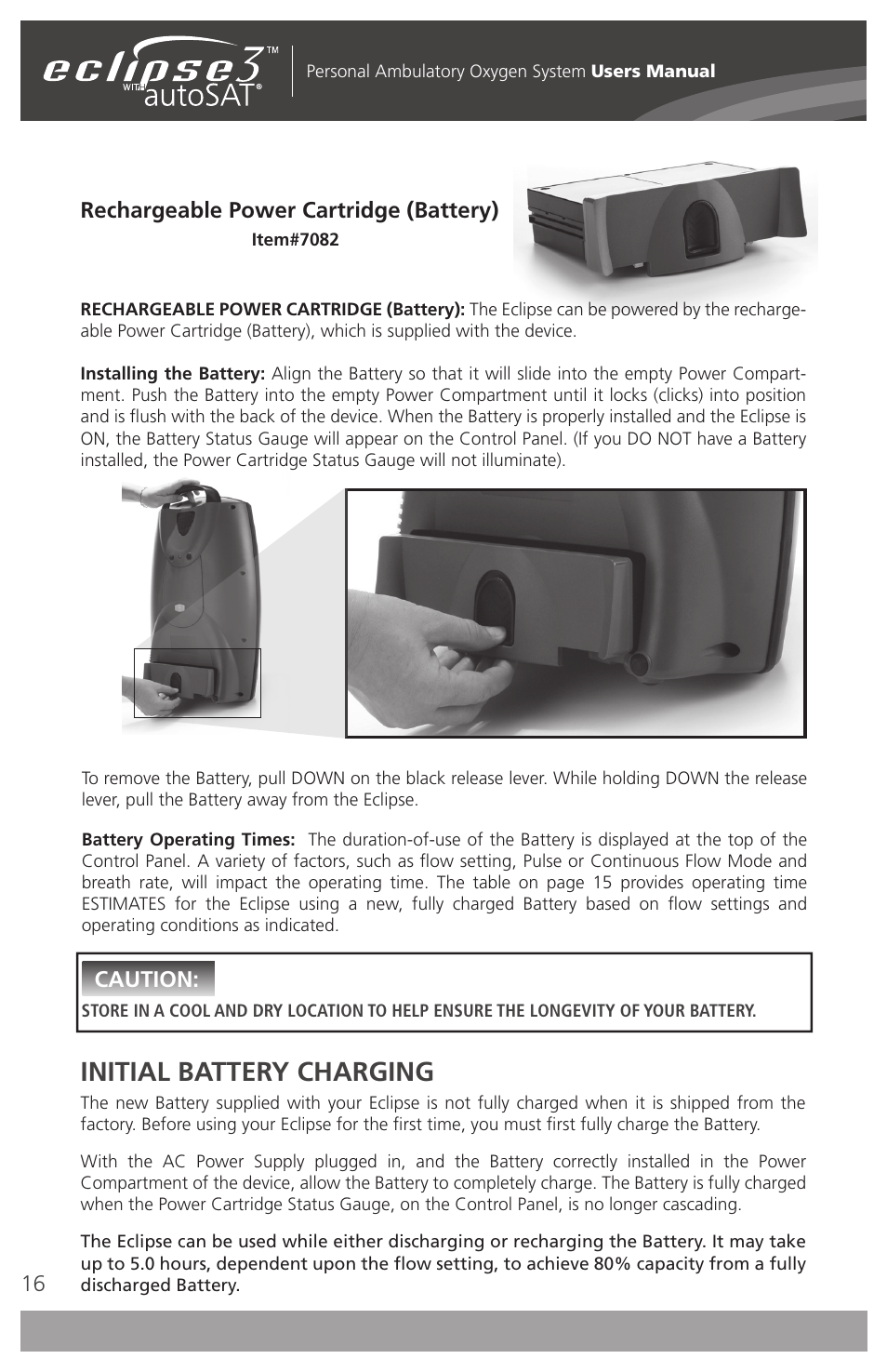 Initial battery charging | AirSep 4111-7 User Manual | Page 16 / 95