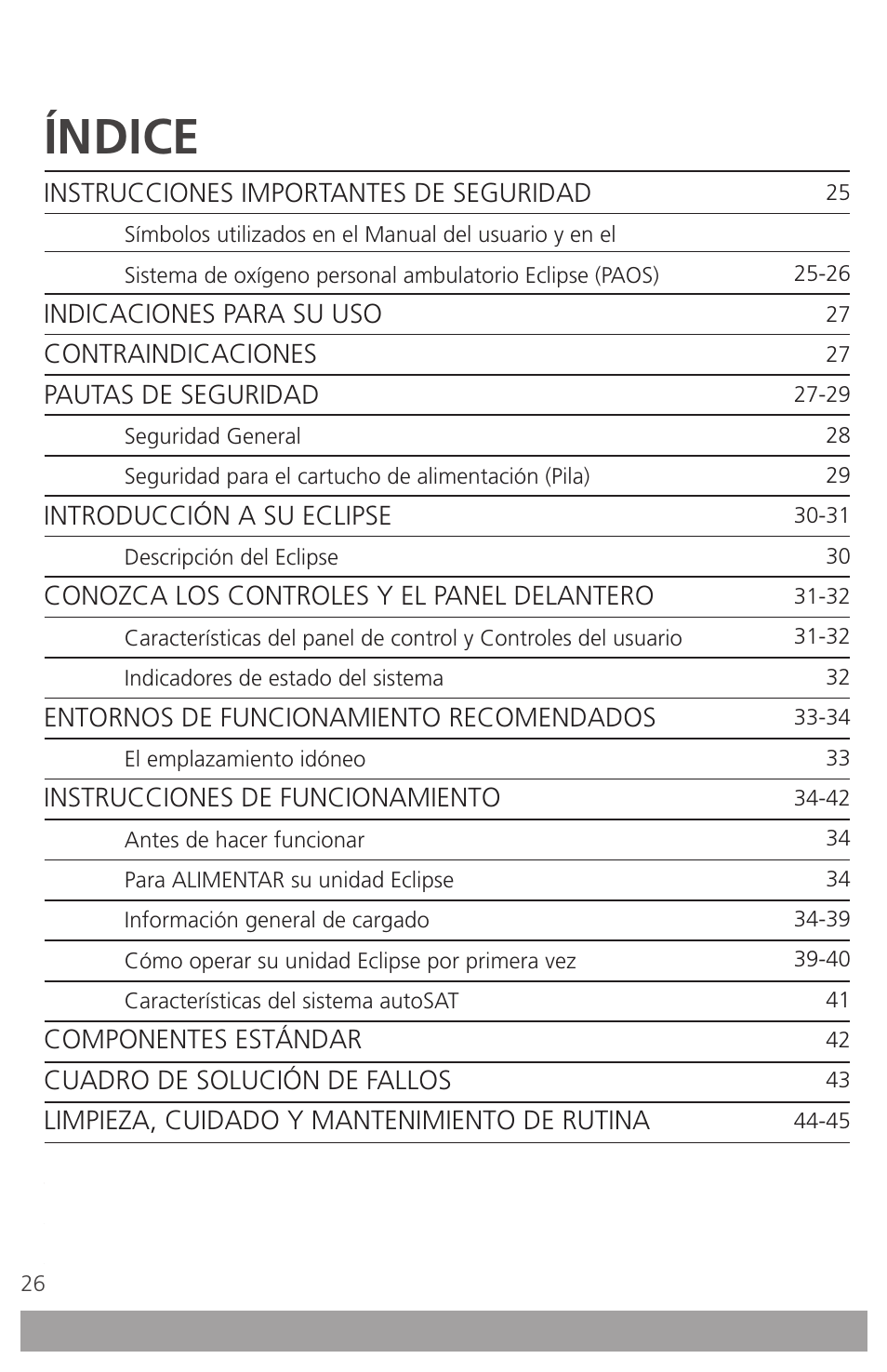 Índice | AirSep 4111-7 User Manual | Page 26 / 95