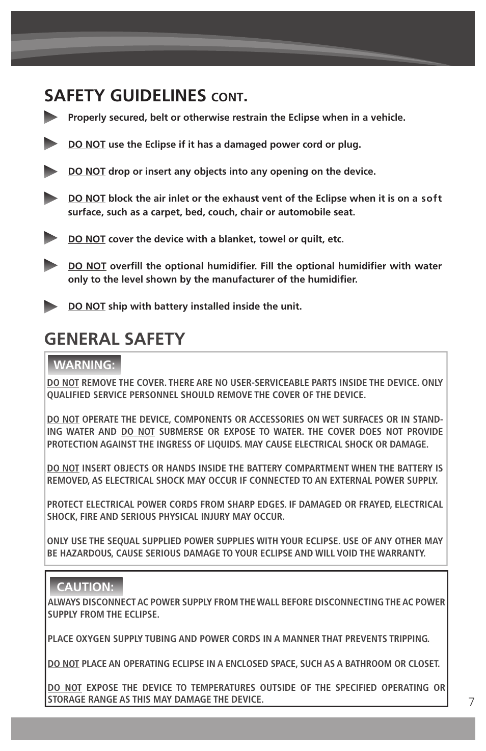Safety guidelines, General safety | AirSep 4111-7 User Manual | Page 7 / 95