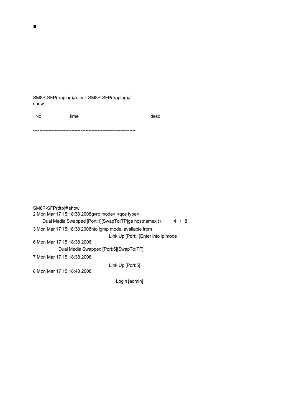 Traplog | American Fibertek SM8P-SFP User Manual | Page 347 / 369