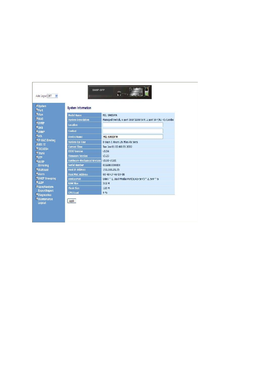 1. web management home overview | American Fibertek SM8P-SFP User Manual | Page 37 / 369