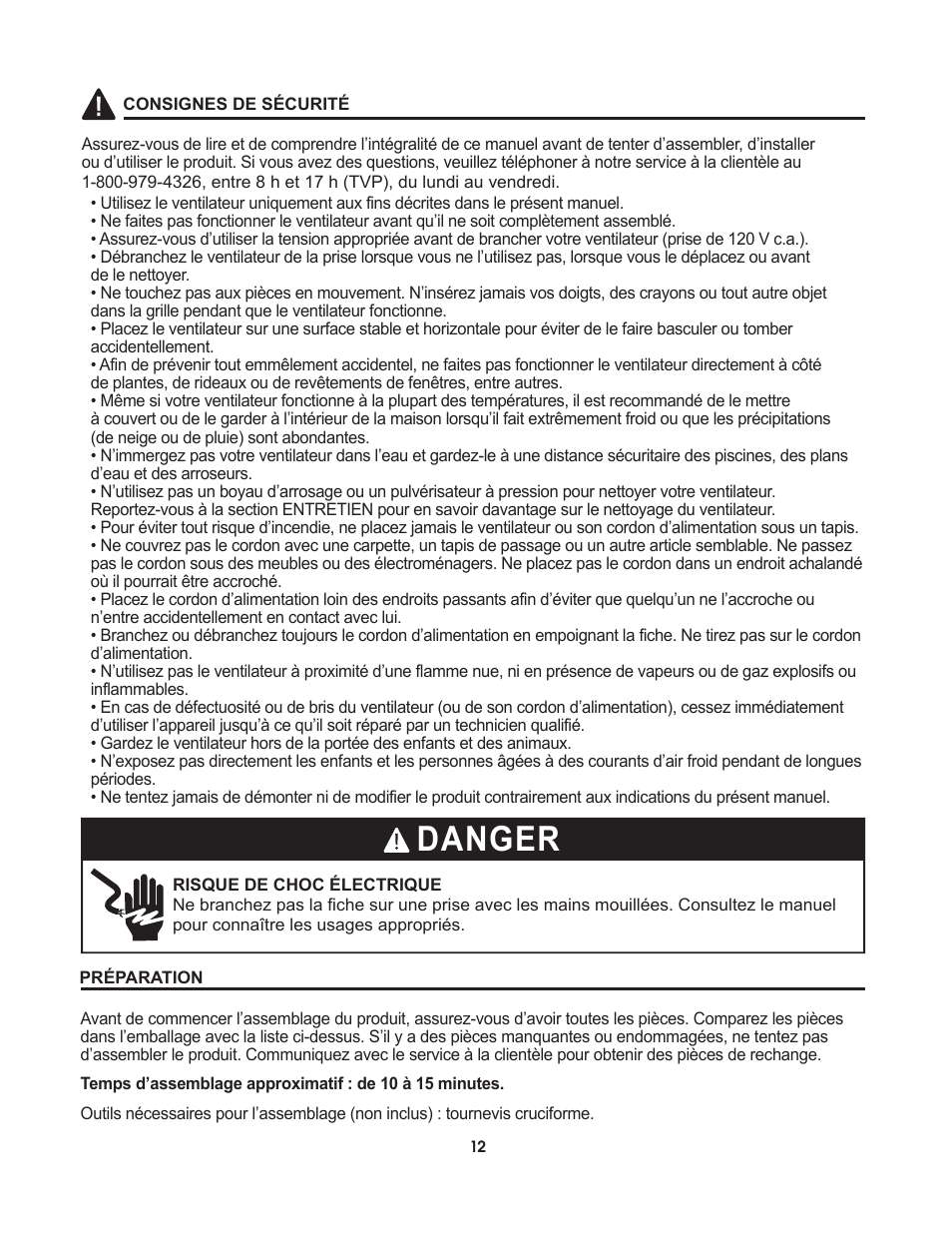 Artwork disclaimers font legend, Danger, Ventilateur de table décoratifs | DECO BREEZE Decorative Tabletop Fan User Manual | Page 12 / 27