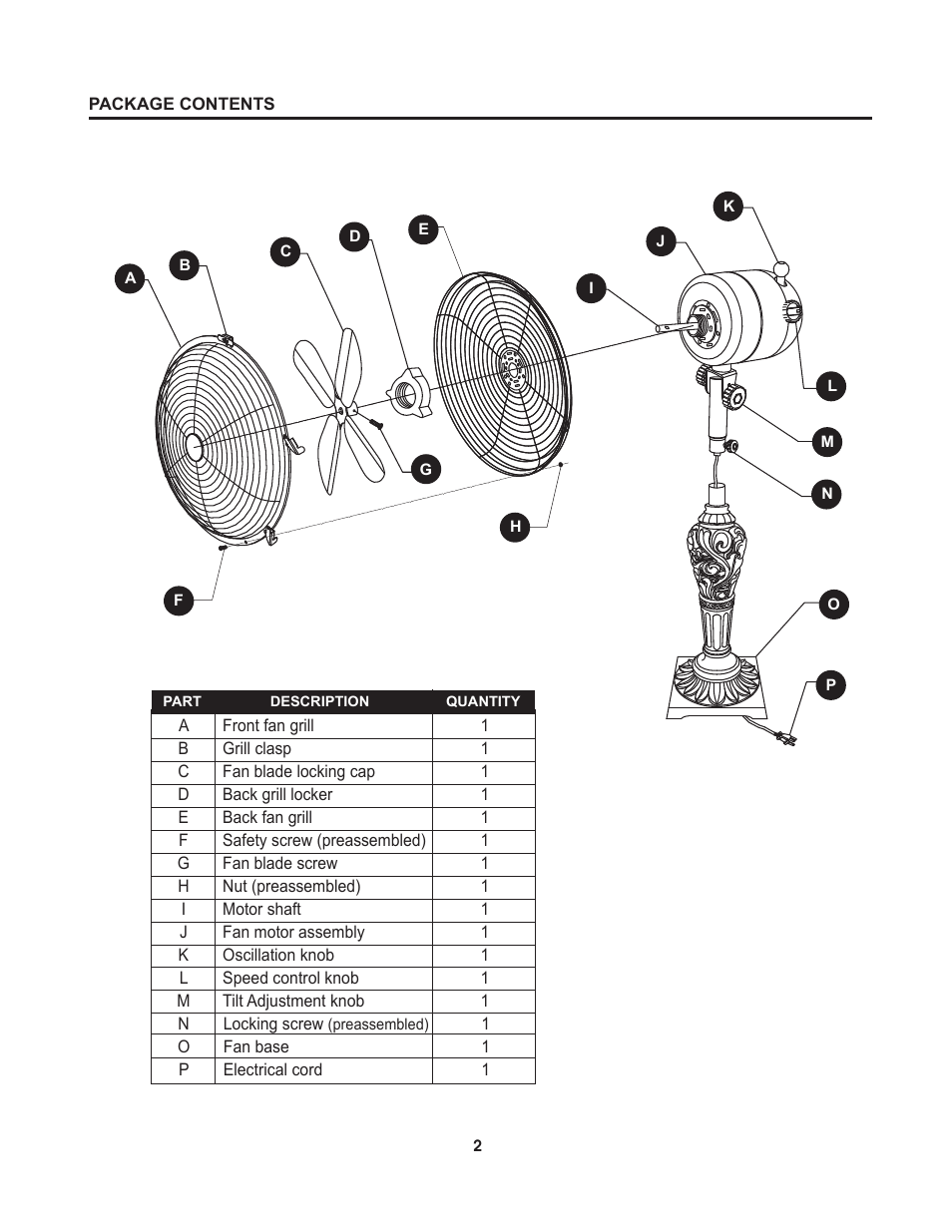 Artwork disclaimers font legend, Danger, Decorative tabletop fan | DECO BREEZE Decorative Tabletop Fan User Manual | Page 2 / 27