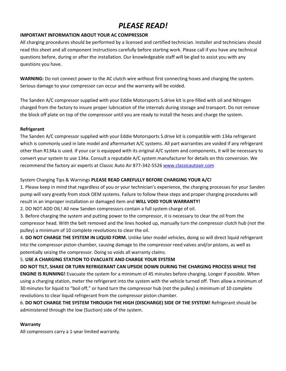 Eddie Motorsports MS107 AC User Manual | 1 page