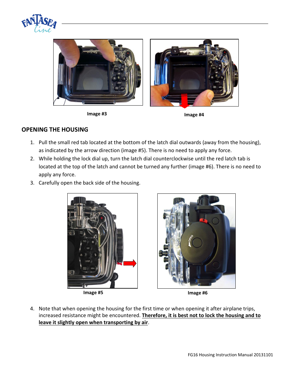 Pening, Ousing | Fantasea Line FG16 Housing User Manual | Page 14 / 24