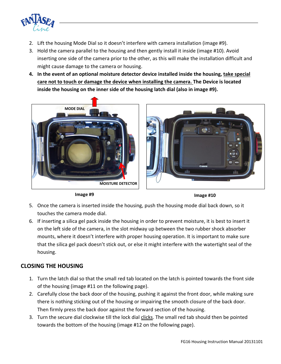 Losing, Ousing | Fantasea Line FG16 Housing User Manual | Page 16 / 24