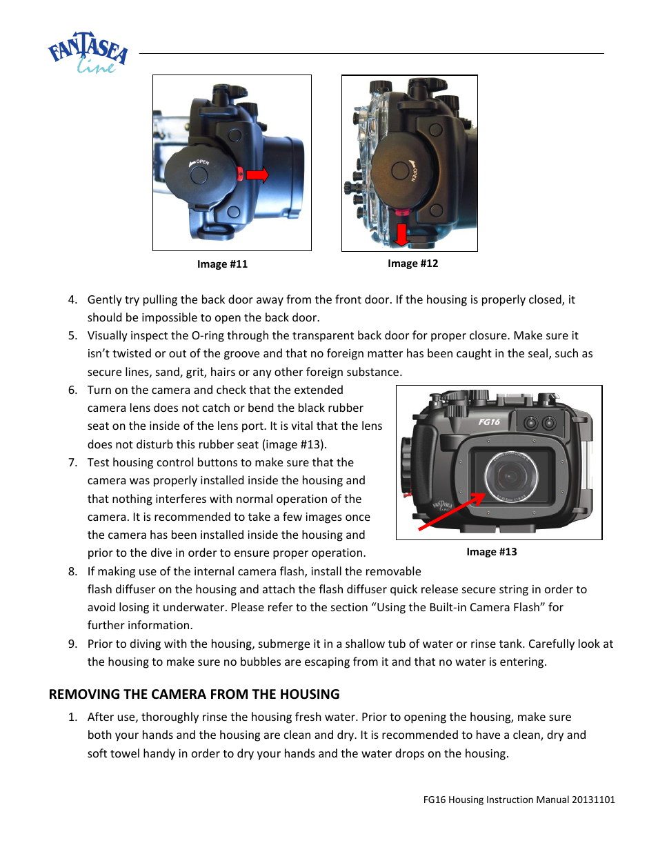 Emoving, Mera, Ousing | Fantasea Line FG16 Housing User Manual | Page 17 / 24