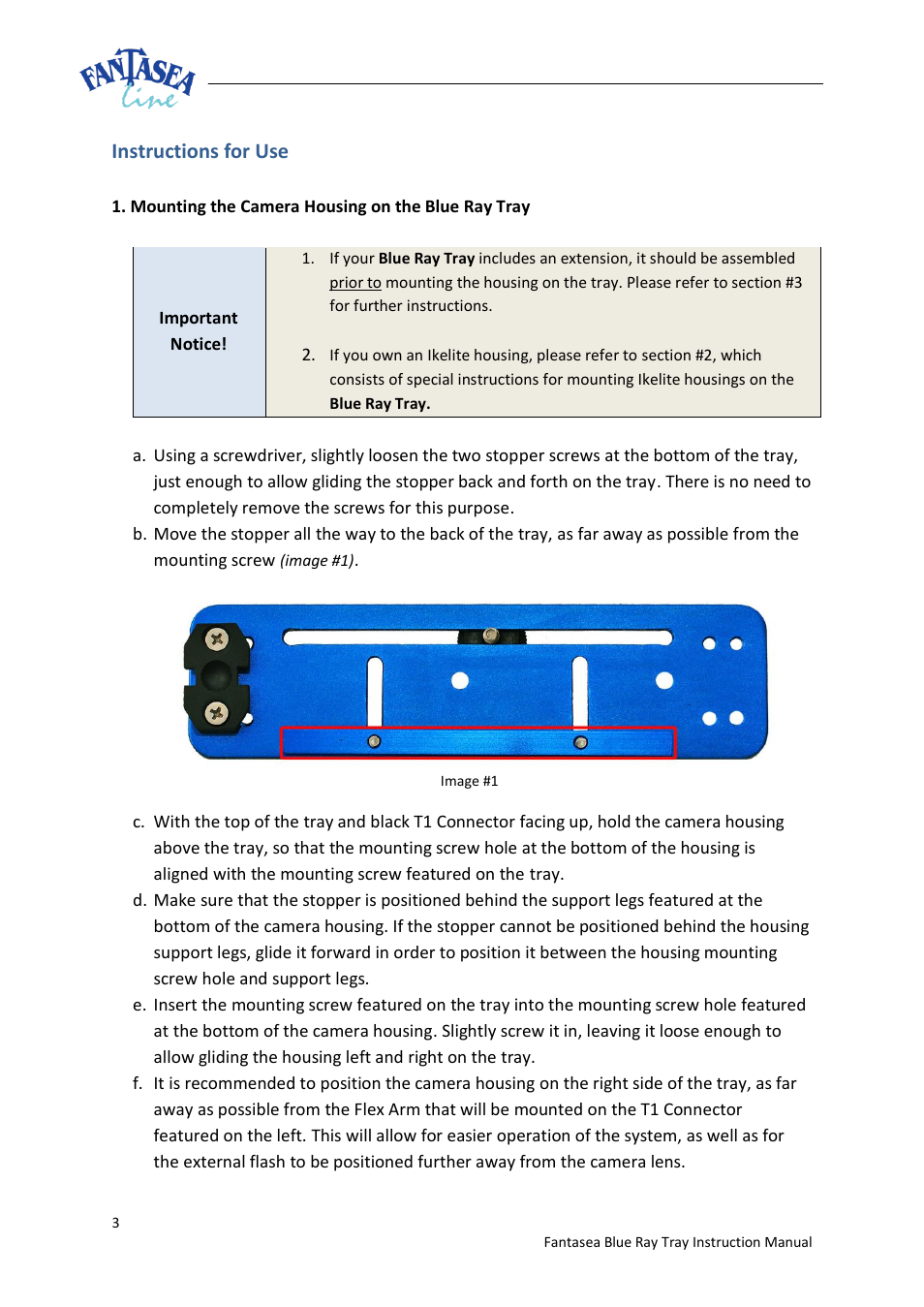 Instructions for use | Fantasea Line Blue Ray Double Tray User Manual | Page 3 / 8
