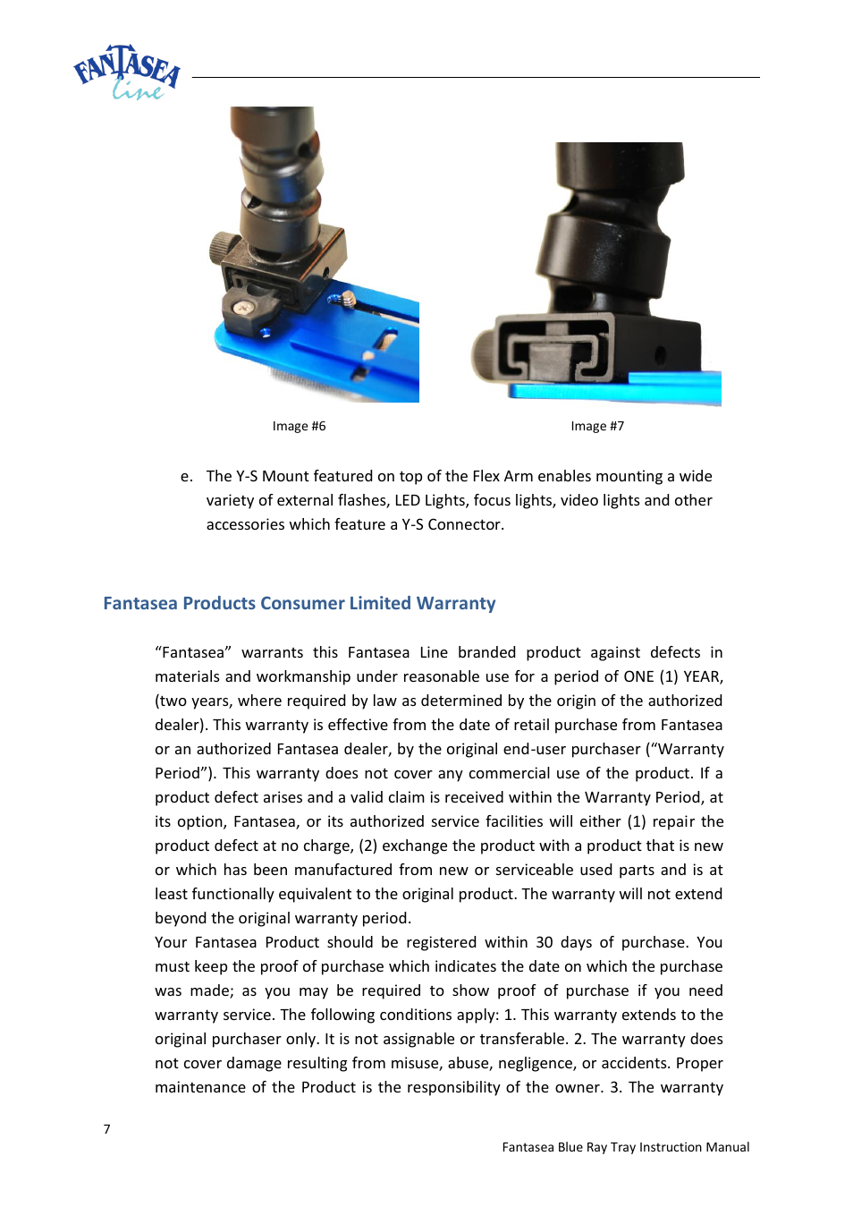 Fantasea products consumer limited warranty | Fantasea Line Blue Ray Double Tray User Manual | Page 7 / 8