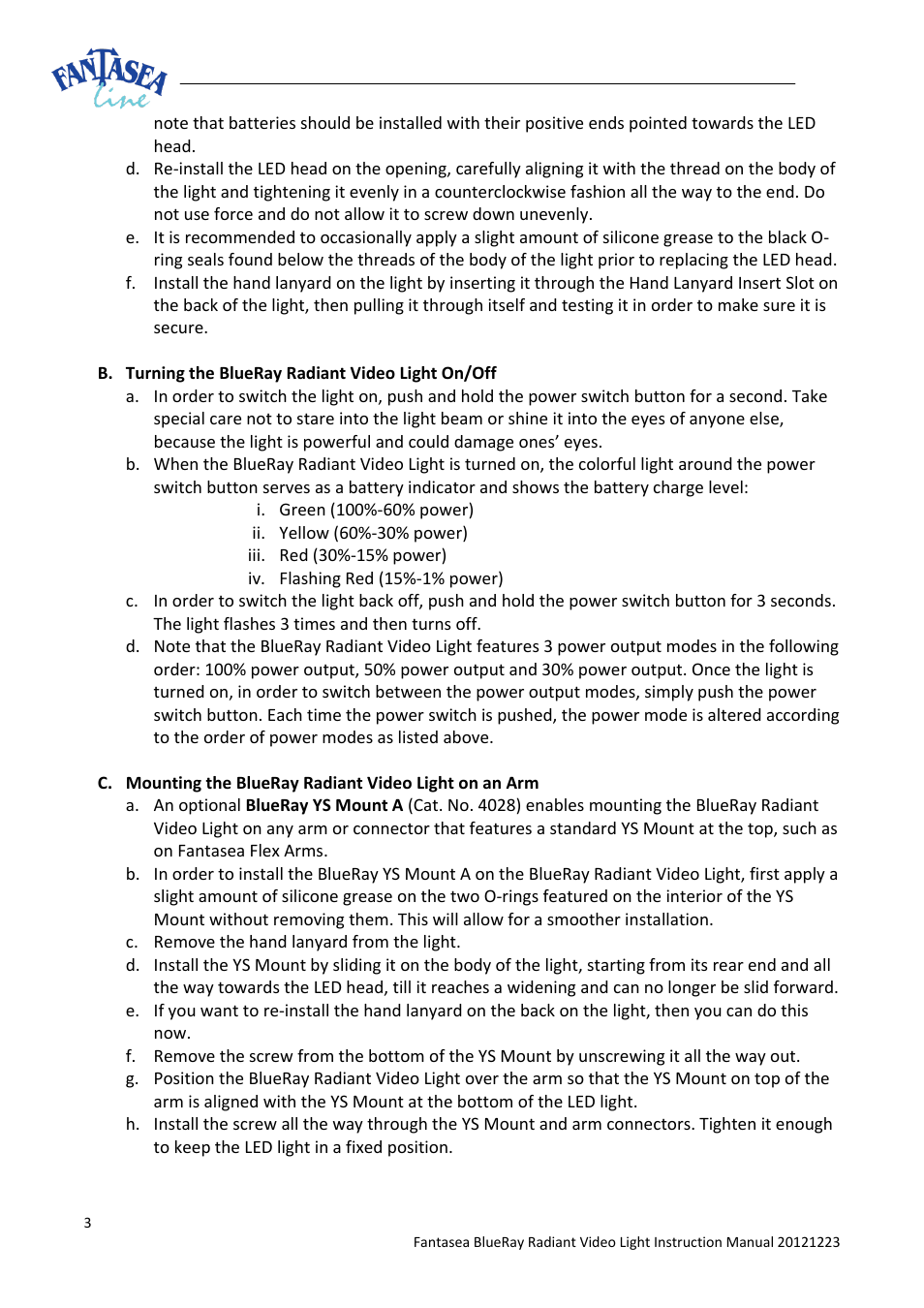 Fantasea Line Inon S-2000 Radiant 1600 Lighting Set User Manual | Page 3 / 4