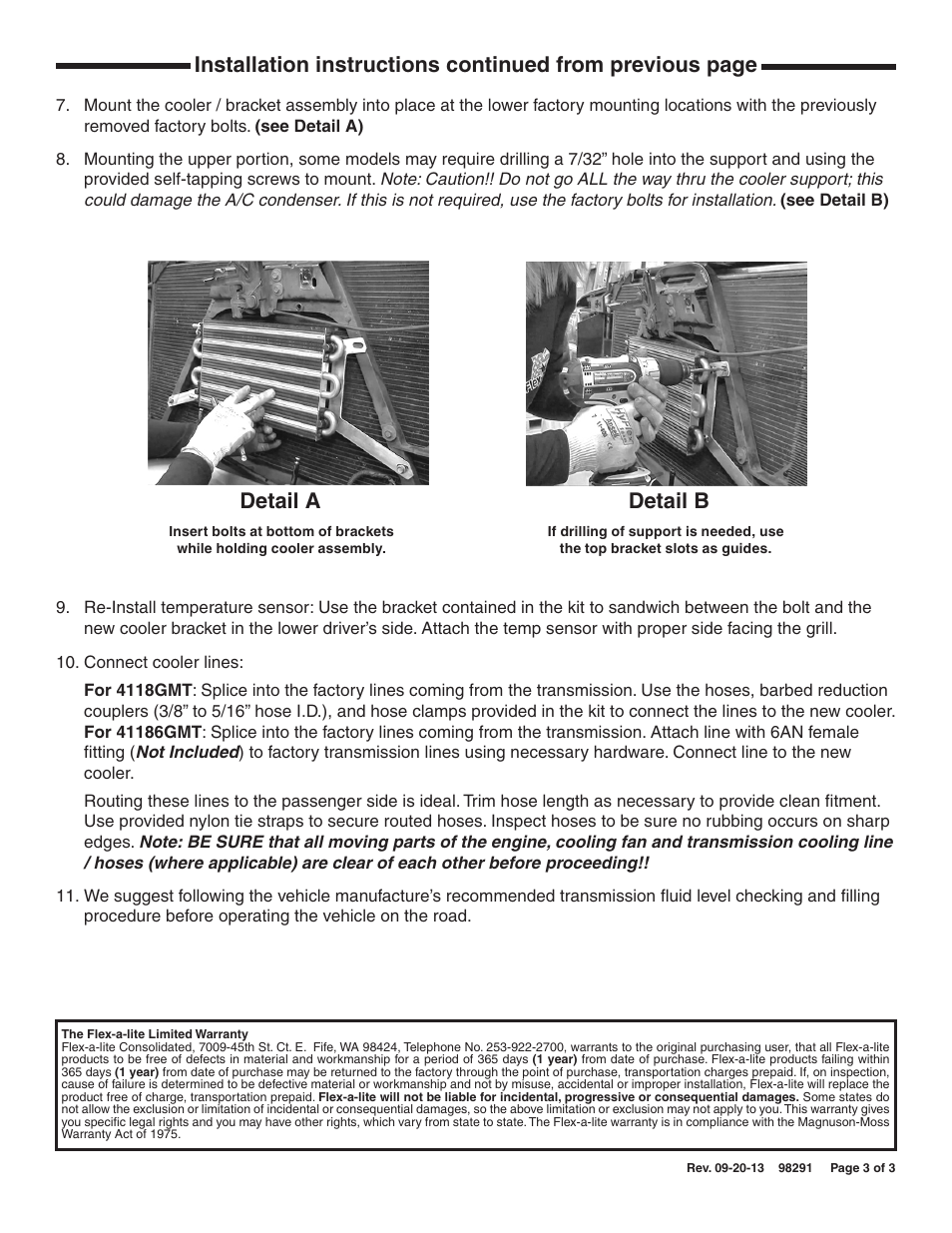 Detail a, Detail b | Flex-a-Lite 41186GMT COOLER KIT - GM Truck / SUV 1999 - 2012 User Manual | Page 3 / 3