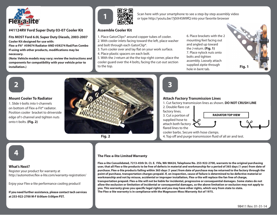 Flex-a-Lite 41124RV Ford Super Duty 03-07 Cooler Kit User Manual | 1 page