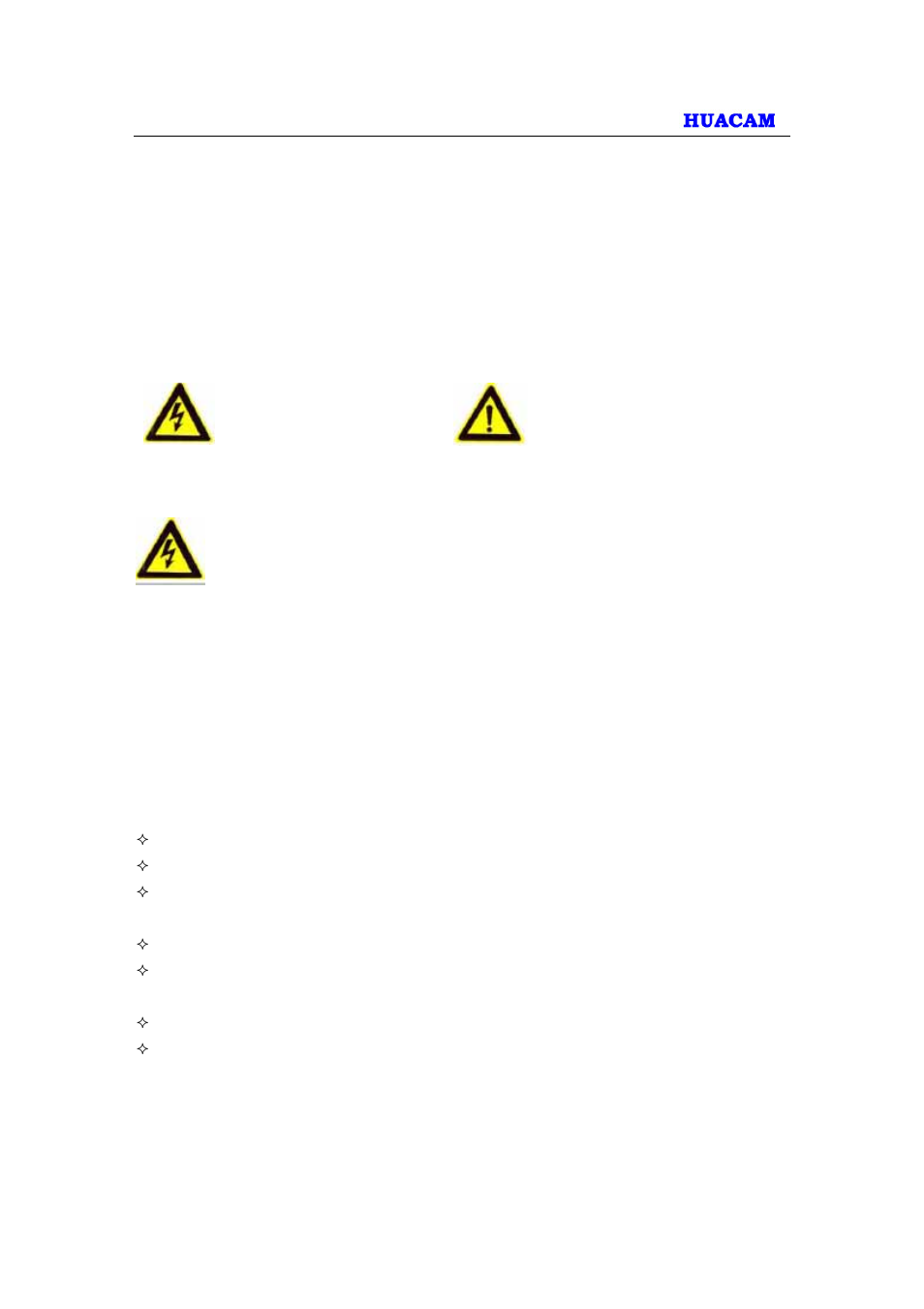 1 safety compliances | HUACAM HCV725 User Manual | Page 4 / 41