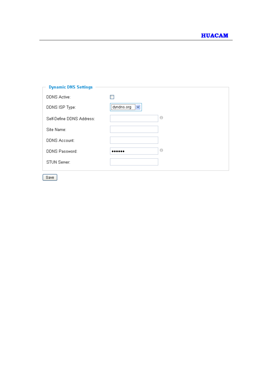 Ddns settings page | HUACAM HCV704 User Manual | Page 22 / 44