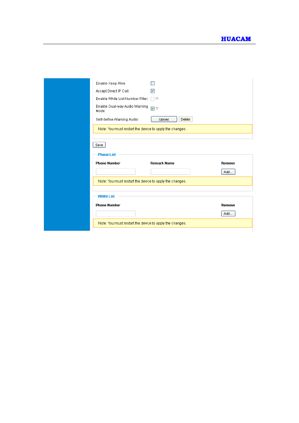 Status page | HUACAM HCV203 User Manual | Page 22 / 38