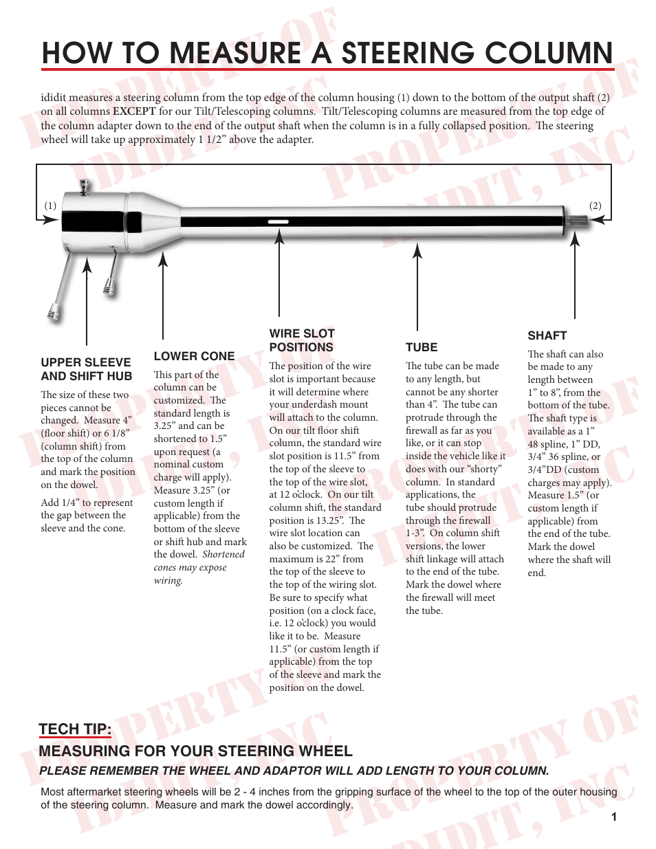 ididit Universal Steering Column: How To Measure An ididit Steering Column User Manual | 2 pages
