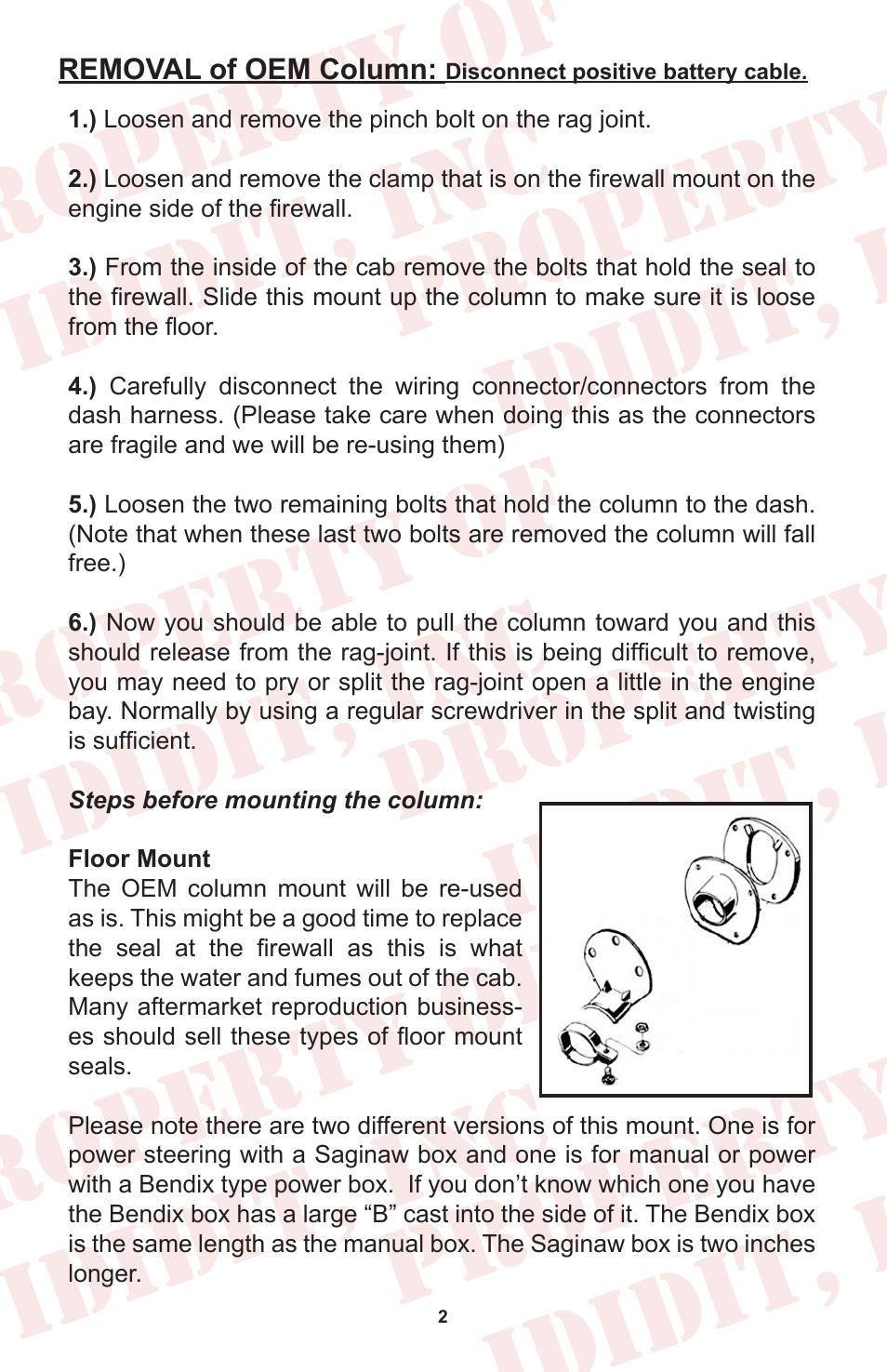 Removal of oem column | ididit Retrofit Steering Column: 1973-77 Ford Truck User Manual | Page 4 / 8