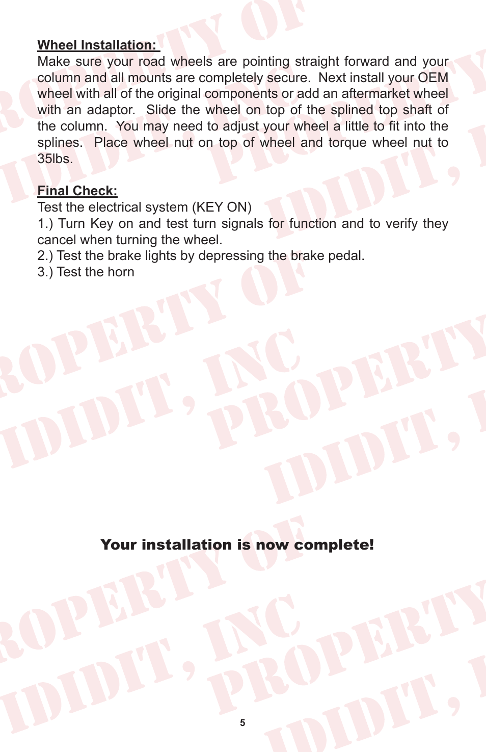 ididit Retrofit Steering Column: 1973-77 Ford Truck User Manual | Page 7 / 8