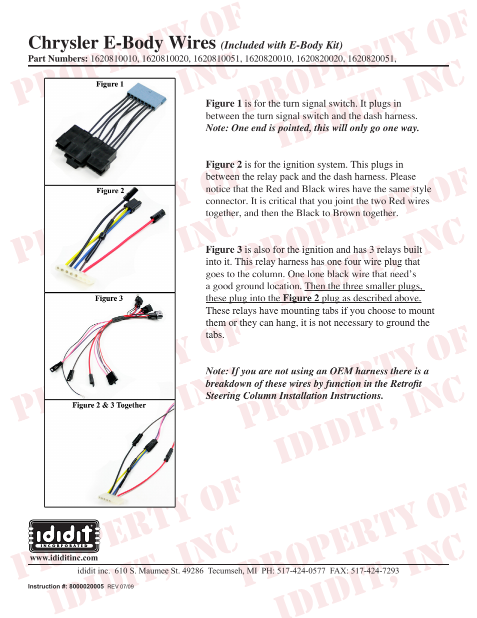 ididit Retrofit Steering Column: 1970-74 Cuda/Challenger Ignition Switch User Manual | 1 page