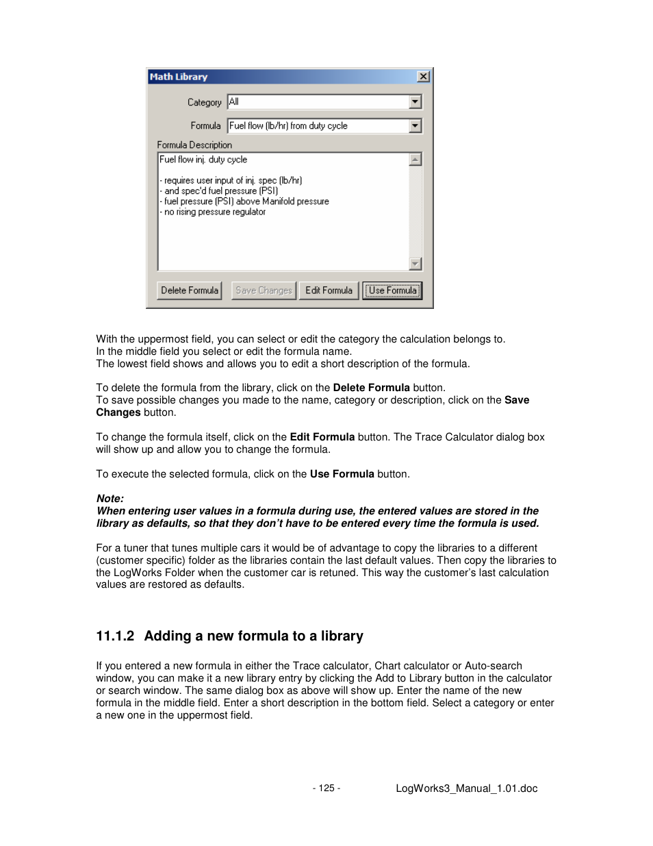 2 adding a new formula to a library | Innovate Motorsports LogWorks 3 User Manual | Page 125 / 145
