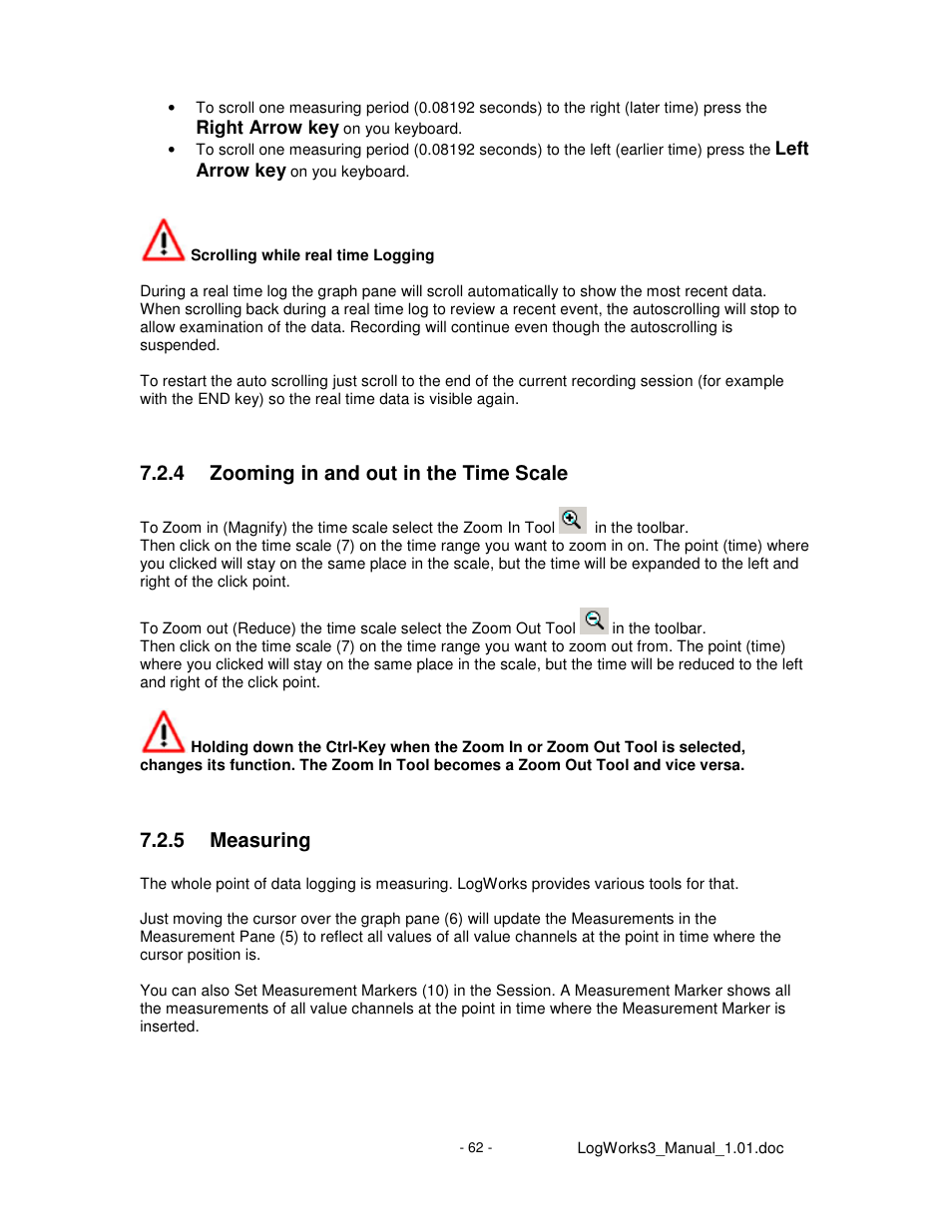 4 zooming in and out in the time scale, 5 measuring | Innovate Motorsports LogWorks 3 User Manual | Page 62 / 145