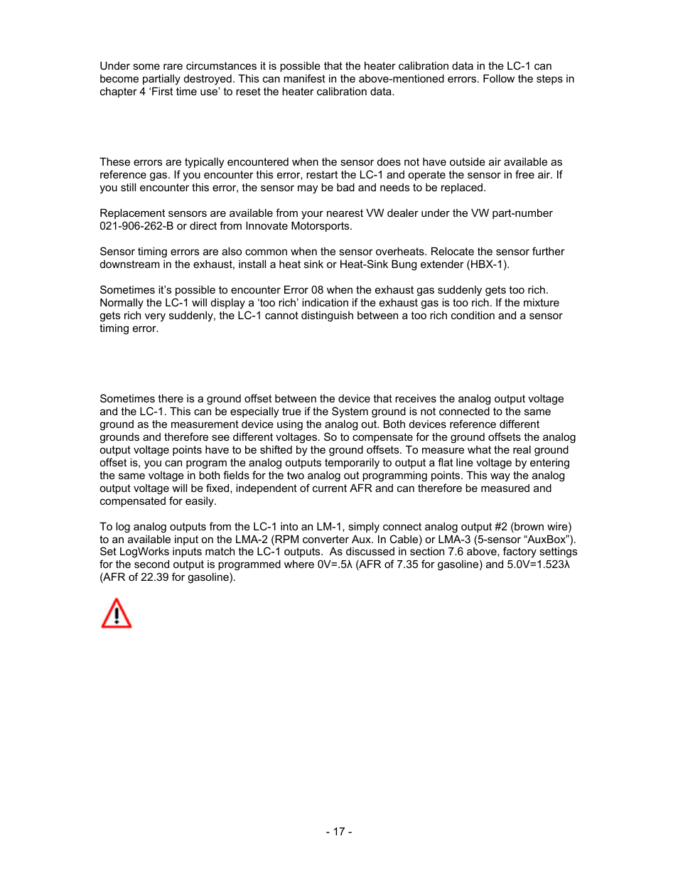 8 advanced topics | Innovate Motorsports LC-1 User Manual | Page 17 / 24