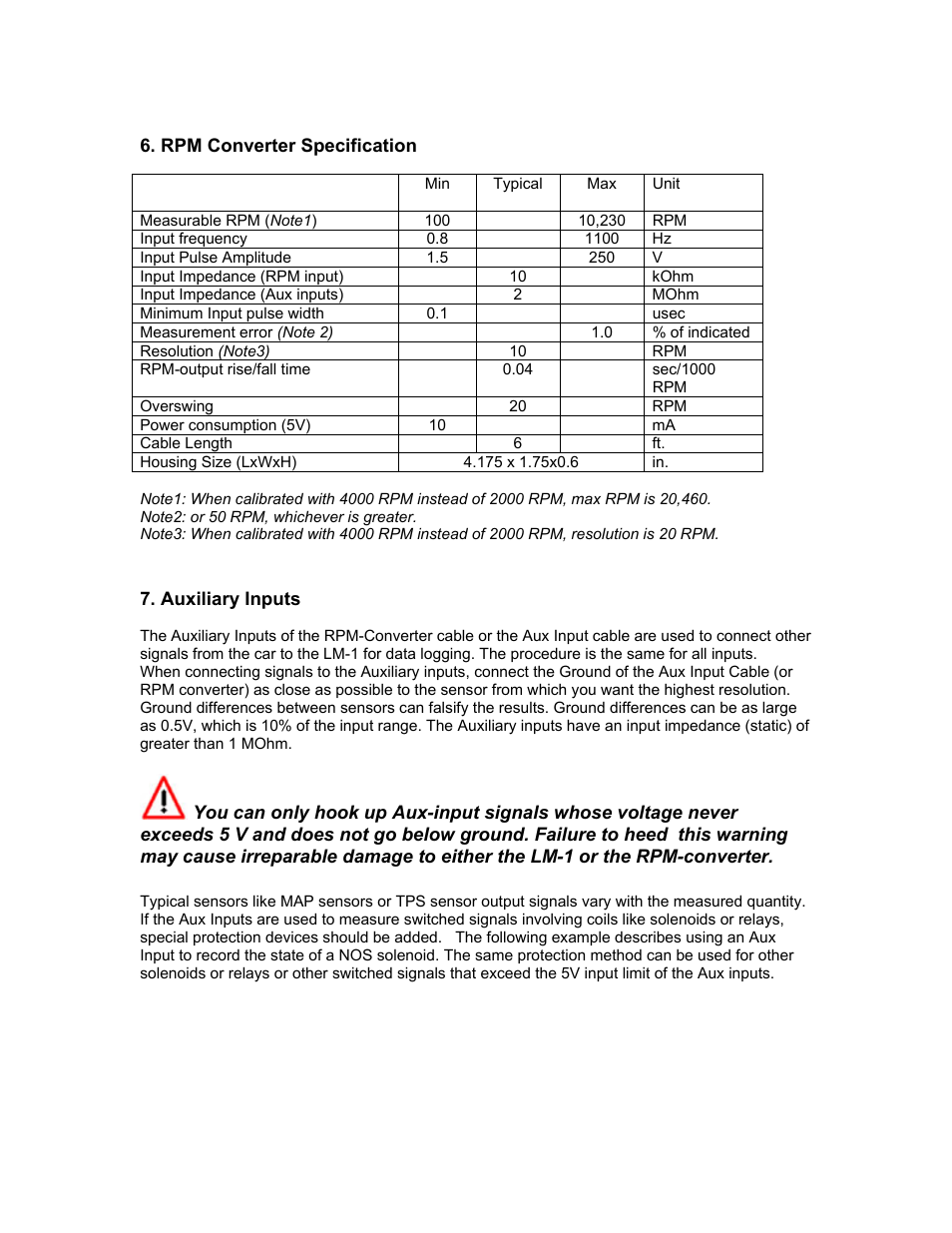 Innovate Motorsports LM-1 RPM Converter (Aux. Input Cable 2) User Manual | Page 8 / 9