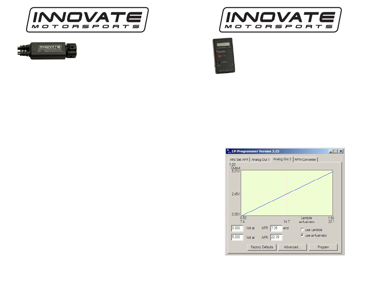 Innovate Motorsports G3 Air/Fuel Gauge Manual (single connector model) User Manual | 1 page