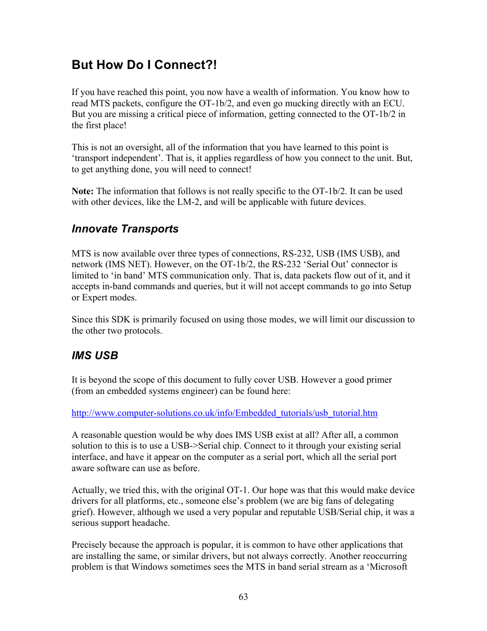 But how do i connect | Innovate Motorsports OT-2 SDK User Manual | Page 63 / 76
