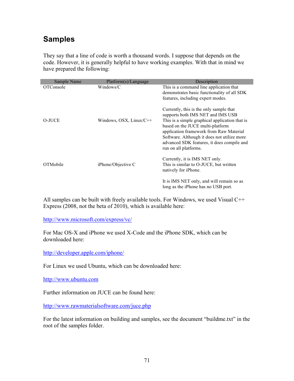 Samples | Innovate Motorsports OT-2 SDK User Manual | Page 71 / 76