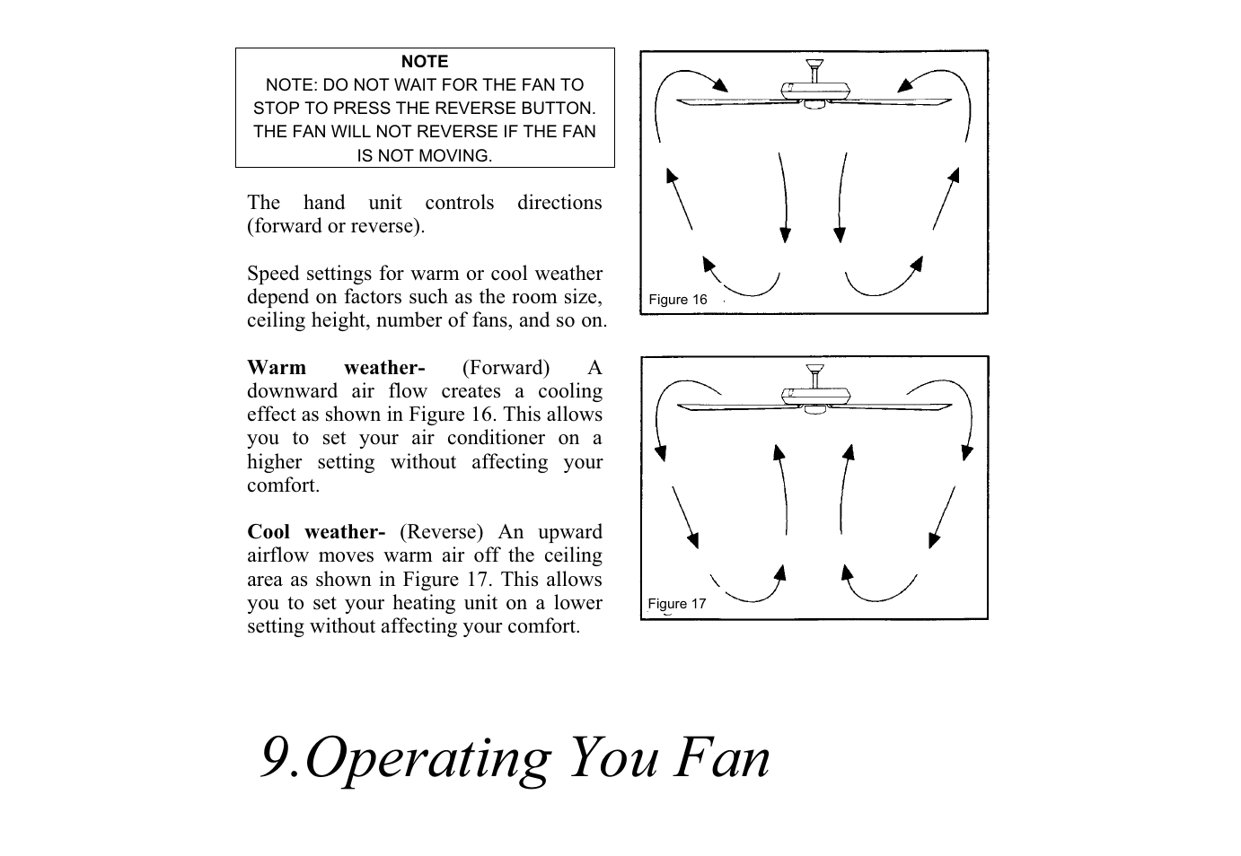 Operating you fan | King of Fans Covington User Manual | Page 11 / 16
