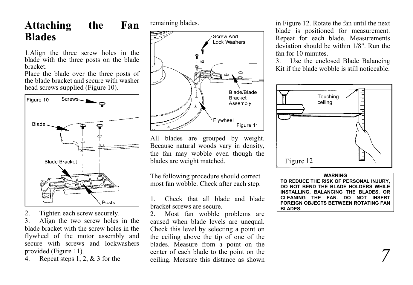 Attaching the fan blades | King of Fans Covington User Manual | Page 9 / 16