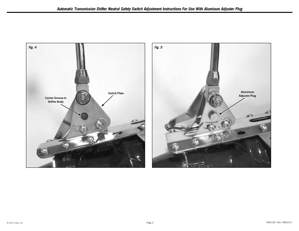 Lokar Automatic Transmission Shifter Neutral Safety Switch User Manual | Page 2 / 2