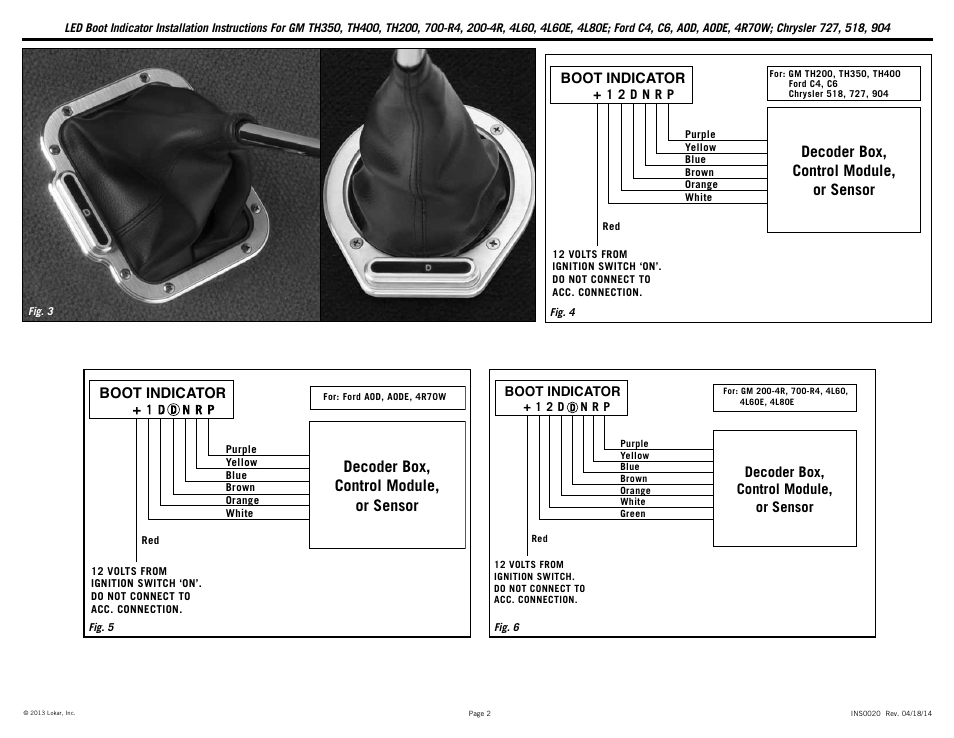 Decoder box, control module, or sensor, Boot indicator | Lokar LED Boot Indicator User Manual | Page 2 / 2