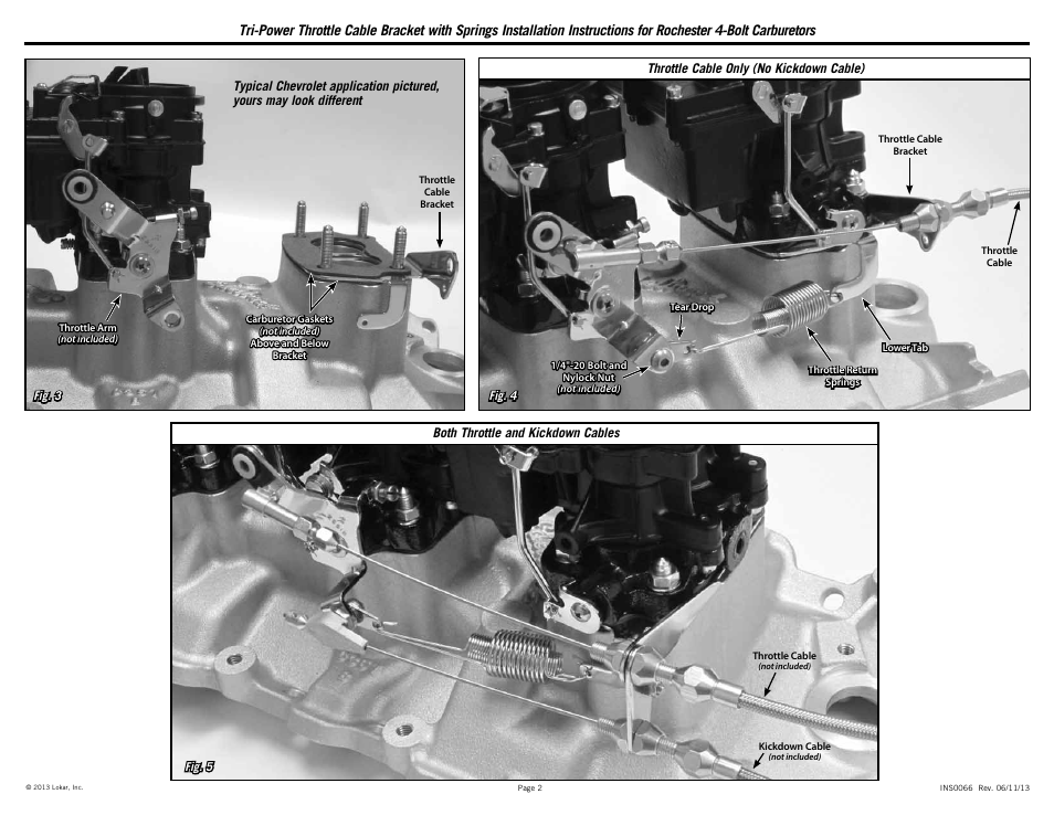 Lokar Tri-Power Throttle Cable Bracket with Springs User Manual | Page 2 / 2