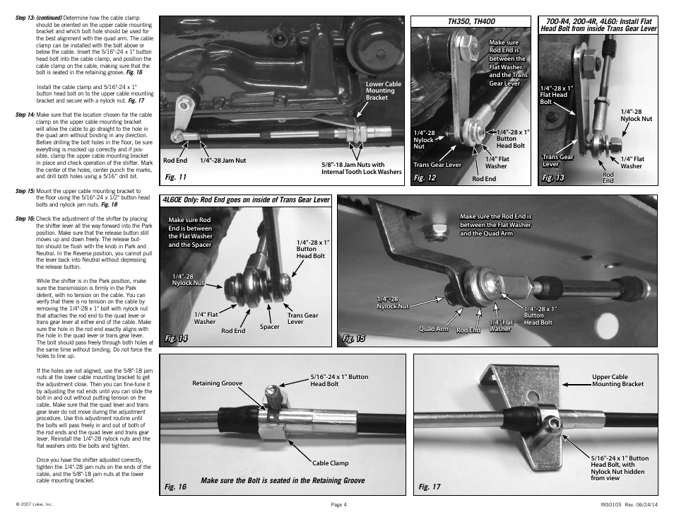 Lokar Cable Operated Shifter GM User Manual | Page 4 / 6