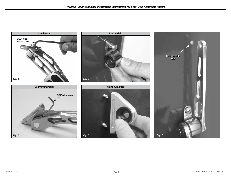 Lokar Throttle Pedal Assembly For Steel and Aluminum Pedals User Manual | Page 2 / 2