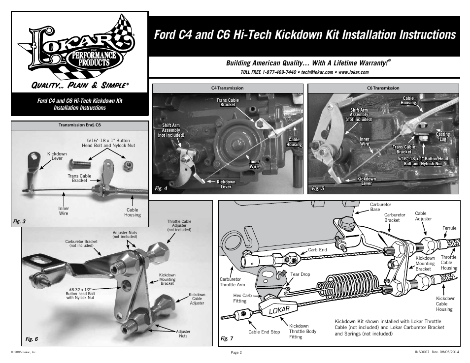 Lokar Ford C4 and C6 Hi-Tech Kickdown Kit User Manual | Page 2 / 2