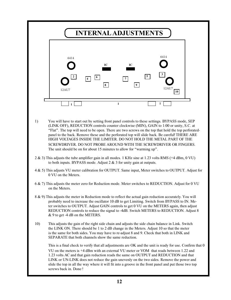 Internal adjustments | Manley ELOP User Manual | Page 12 / 14