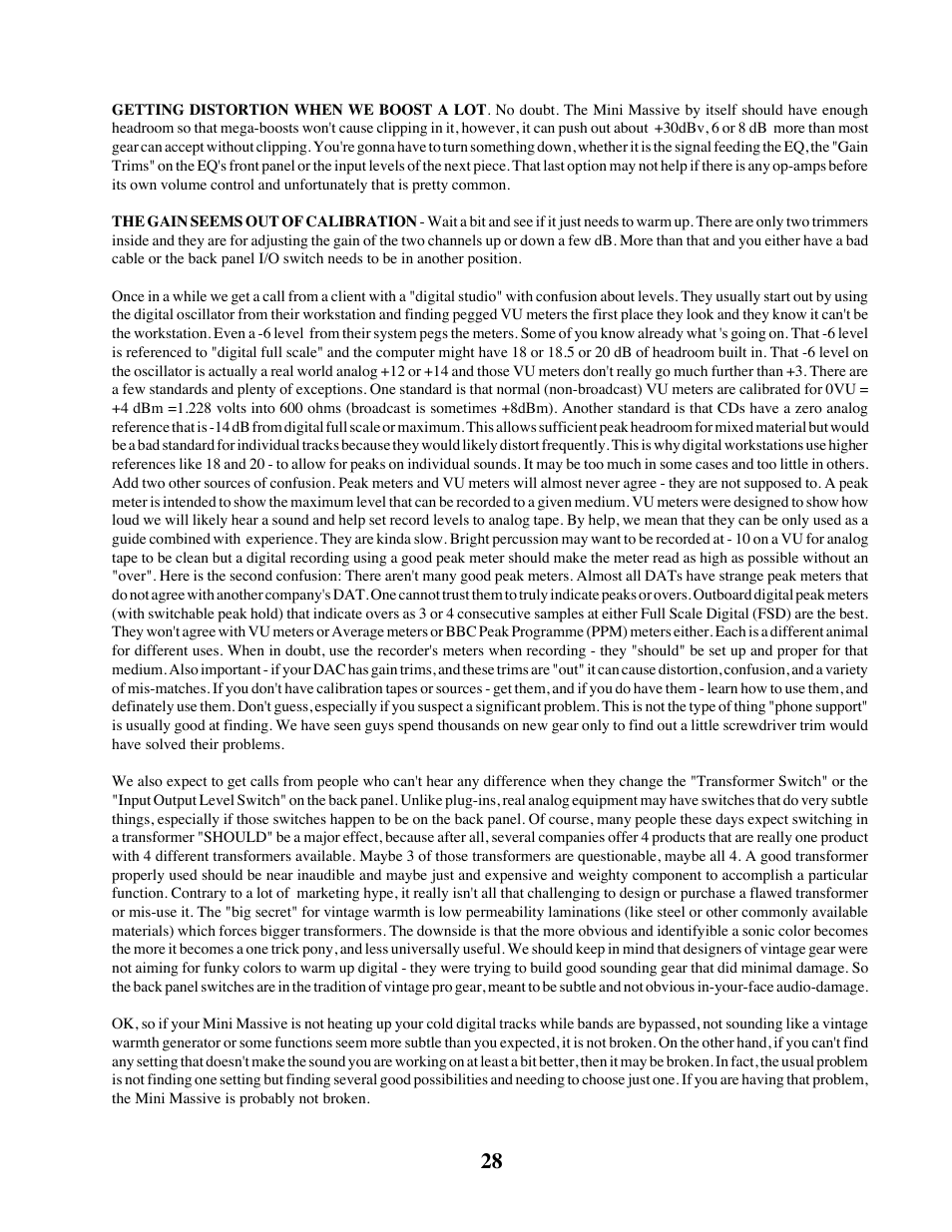 Manley LANGEVIN MINI MASSIVE STEREO EQ User Manual | Page 28 / 31