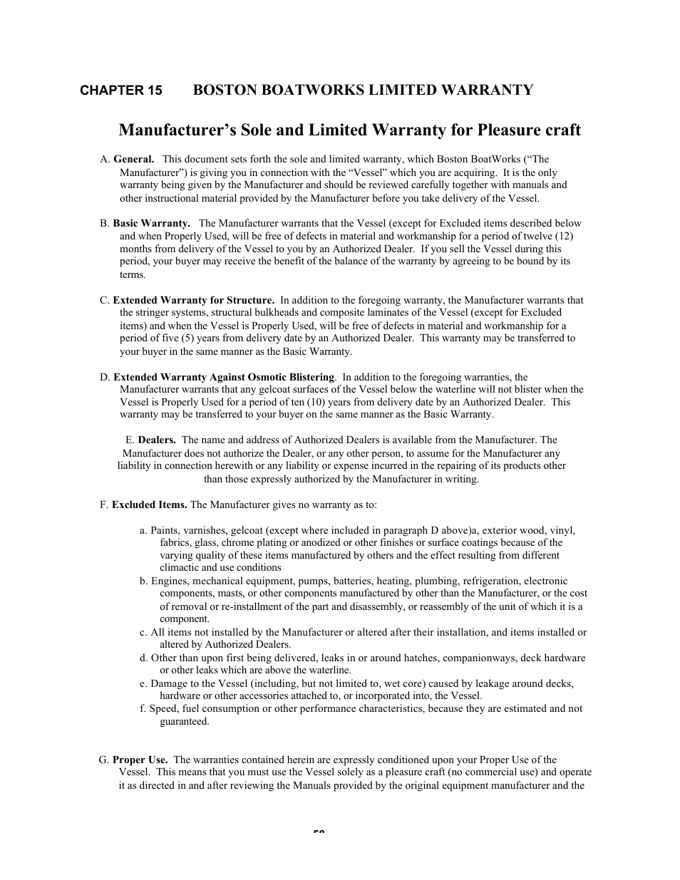 Boston boatworks limited warranty | MJM Yachts 40z Express User Manual | Page 59 / 64