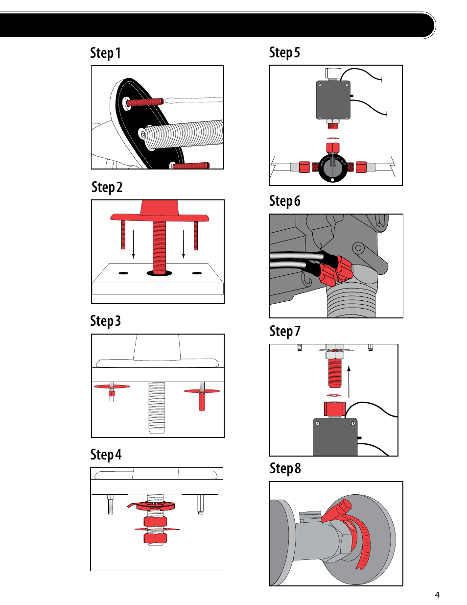 Step 1 step 3 step 4 step 2, Step 5 step 7 step 6 step 8 | Rubbermaid 750355 User Manual | Page 4 / 8