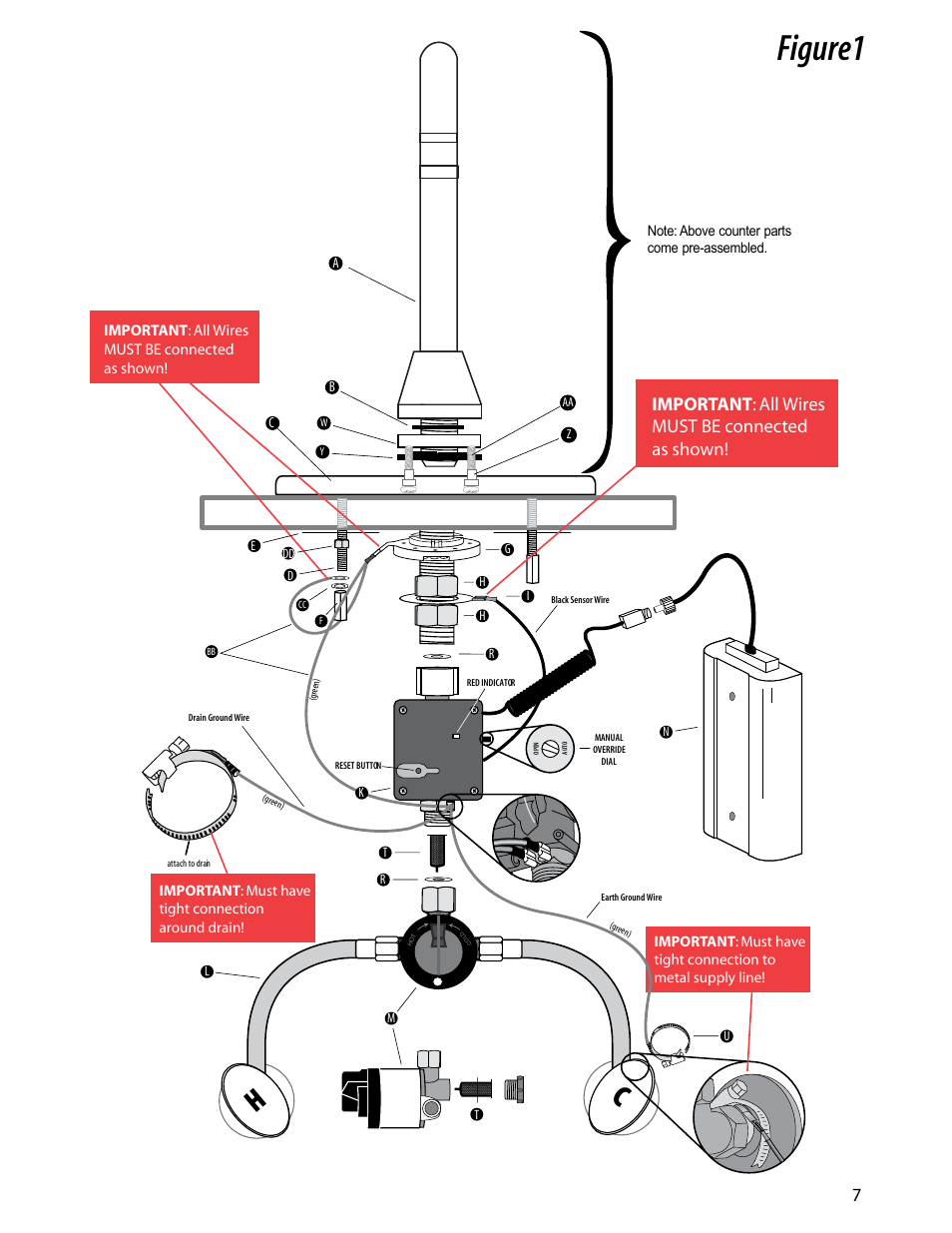 Figure 1, Important : all wires must be connected as shown | Rubbermaid 750355 User Manual | Page 7 / 8