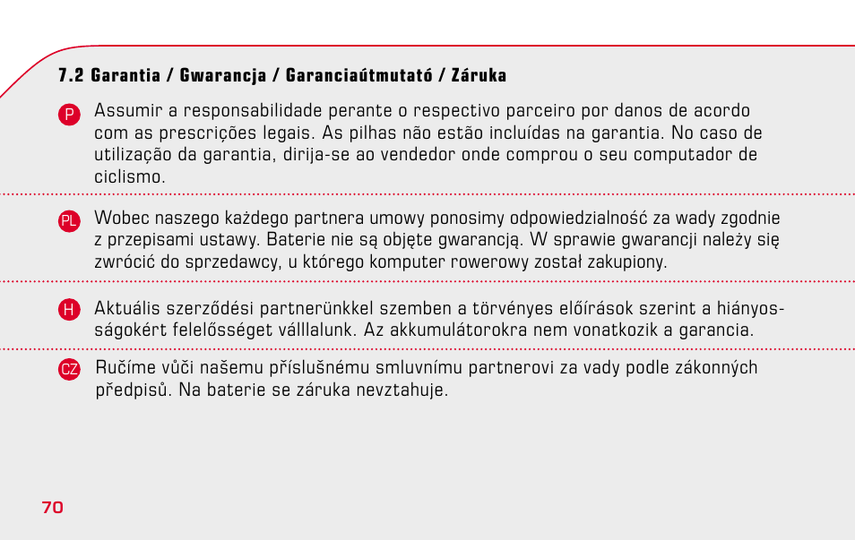 SIGMA BC 509 User Manual | Page 70 / 72