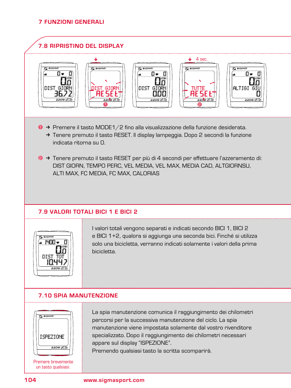 SIGMA BC 2209 TARGA User Manual | Page 104 / 284