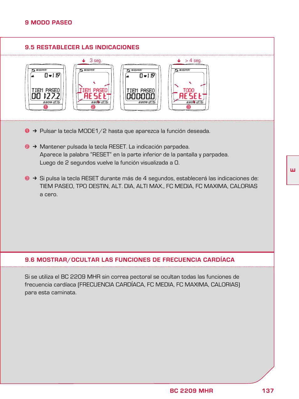 SIGMA BC 2209 TARGA User Manual | Page 137 / 284